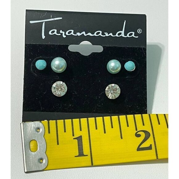 Taramanda Trio Earring Set CZ‎ Studs Tiny Stud Blue - Picture 5 of 8